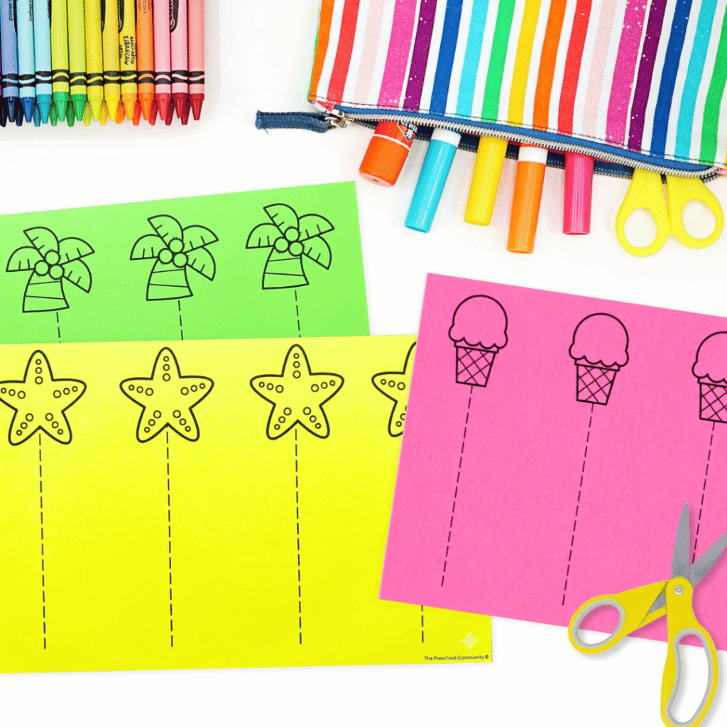 Scissor skills can often be the trickiest for young students. These straight-line cutting practice pages offer a fun way to practice.