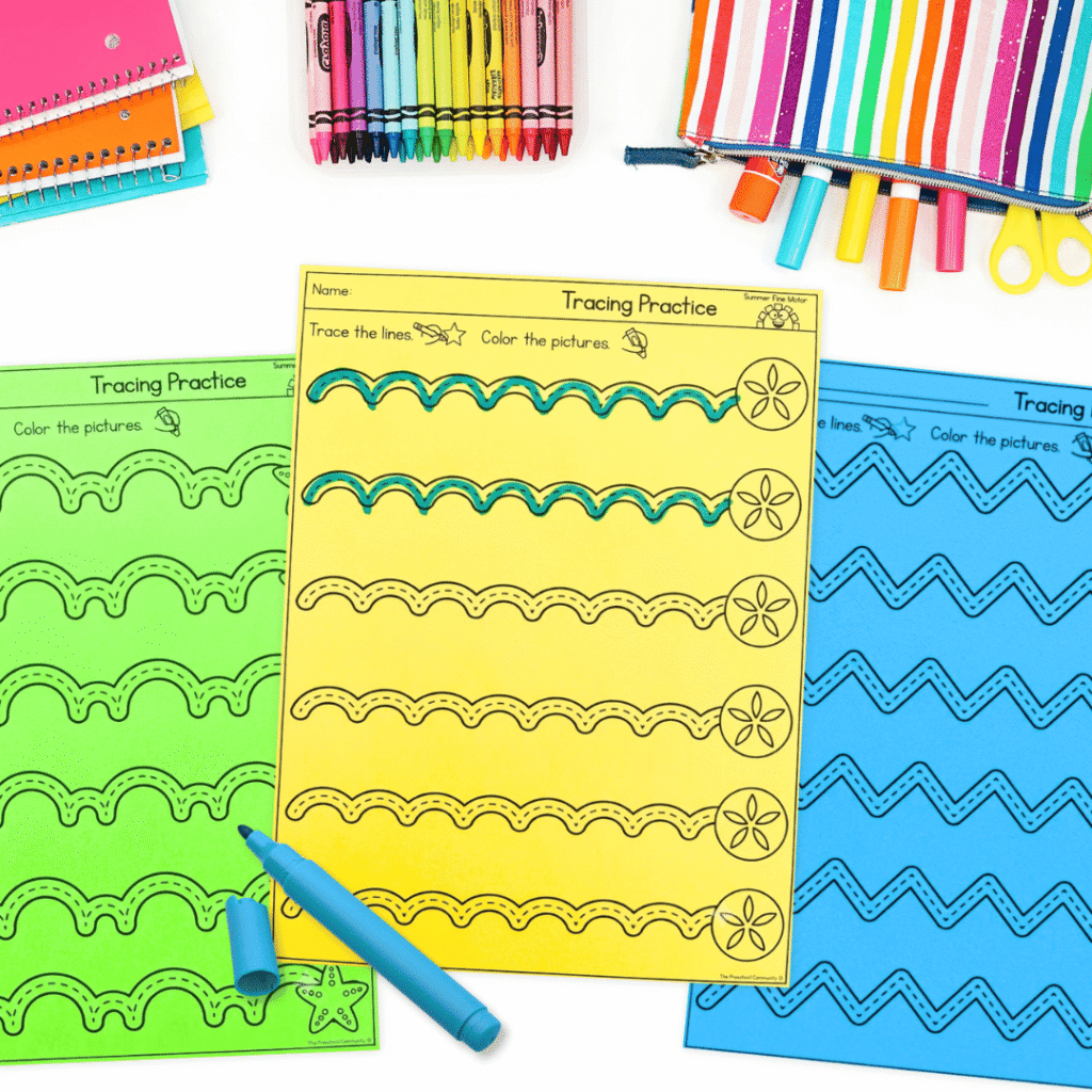 These line tracing pages help students build control with straight lines, curved lines, directional movement, pencil grip, and hand-eye coordination.